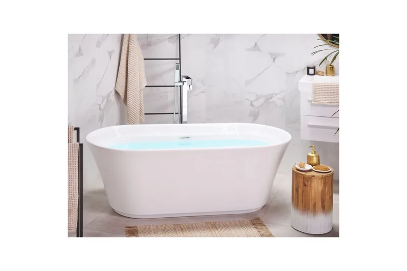Badkar Beliani Ovalle White||Silver - Hus & oppussing - Kjøkken & bad - Baderom - Badekar