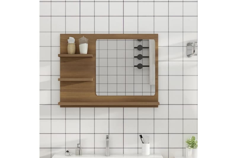 beBasic Badespeil brun eik 60x10,5x45 cm konstruert tre - Brun - Innredning - Speil - Sminkespeil