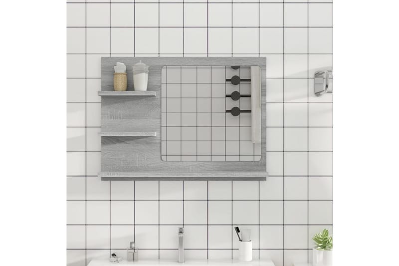 beBasic Badespeil grå sonoma 60x10,5x45 cm konstruert tre - GrÃ¥ - Innredning - Speil - Sminkespeil