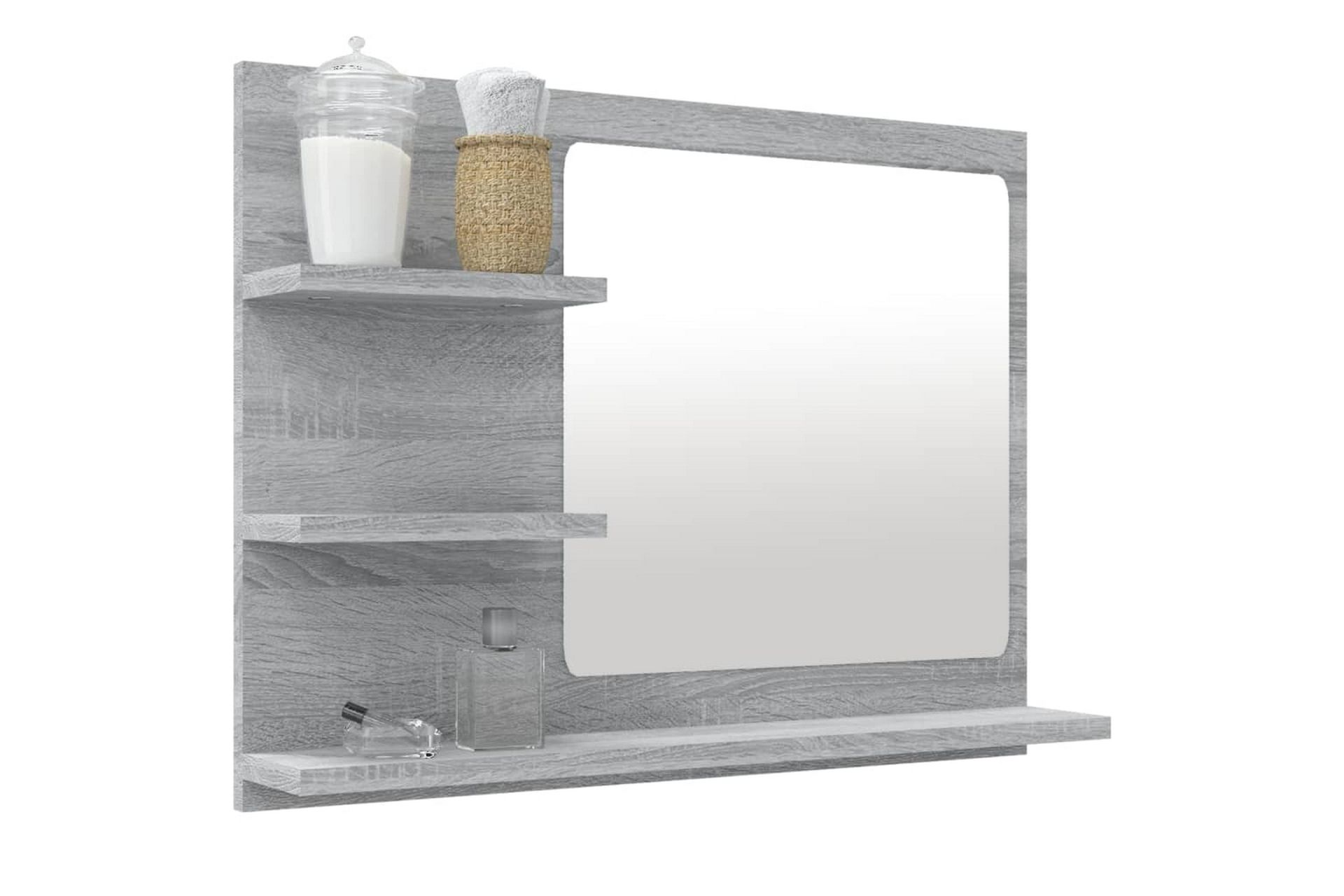 beBasic Badespeil grå sonoma 60x10,5x45 cm konstruert tre - GrÃ¥ - Innredning - Speil - Sminkespeil
