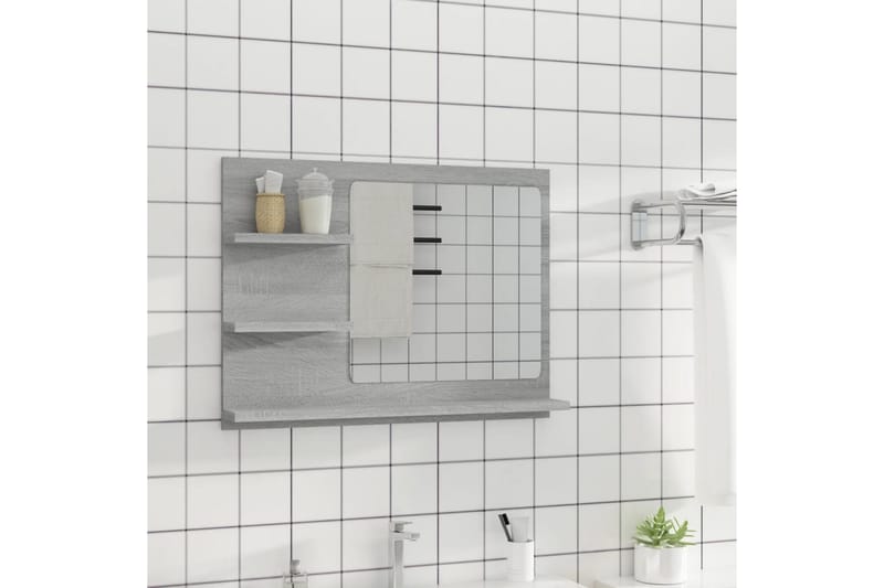 beBasic Badespeil grå sonoma 60x10,5x45 cm konstruert tre - GrÃ¥ - Innredning - Speil - Sminkespeil