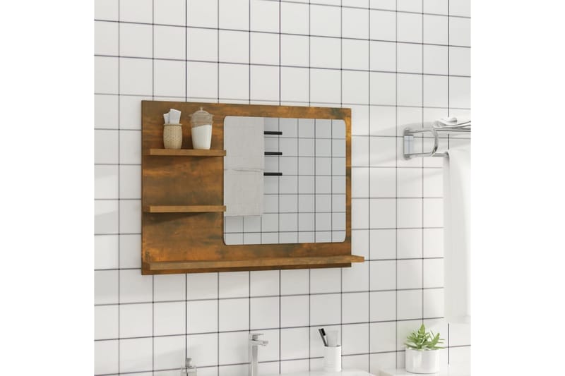 beBasic Badespeil røkt eik 60x10,5x45 cm konstruert tre - Brun - Innredning - Speil - Sminkespeil