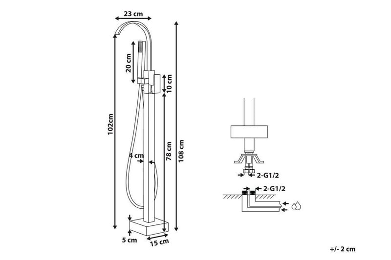 Ribbonette Badekararmatur Frittstående - Gull - Hus & oppussing - Kjøkken & bad - Baderom - Blandebatteri & kran - Badekar blandebatteri