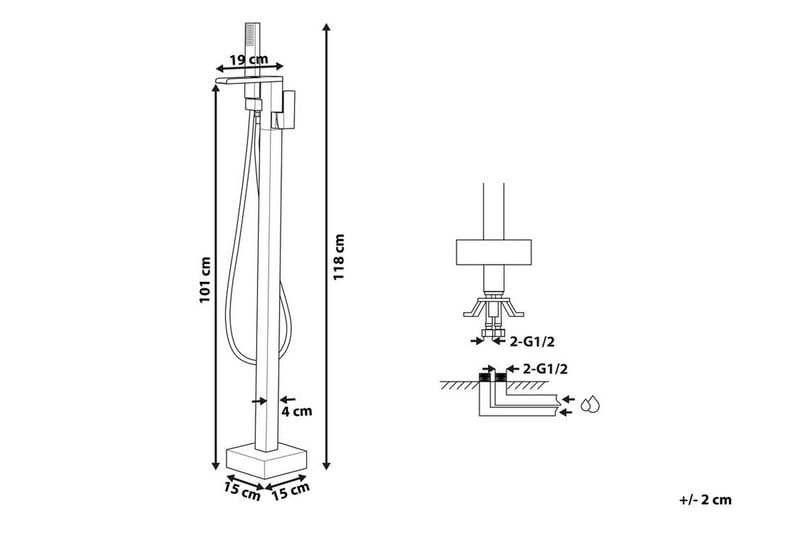 Boyoma Badekararmatur Frittstående - Svart - Hus & oppussing - Kjøkken & bad - Baderom - Blandebatteri & kran - Gulvblandere