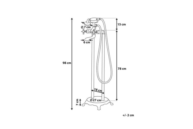 Hebbe Badekarblandebatteri 27 cm - Gull - Hus & oppussing - Kjøkken & bad - Baderom - Blandebatteri & kran - Gulvblandere