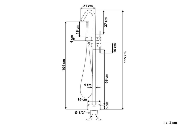 Victoria Badekarblandebatteri 21 cm - Sølv - Hus & oppussing - Kjøkken & bad - Baderom - Blandebatteri & kran - Gulvblandere