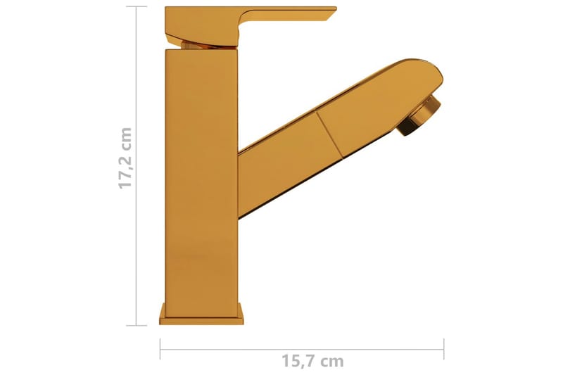 Badekran med uttrekkbar funksjon gull 157x172 mm - Gull - Kararmatur - Badekar blandebatteri