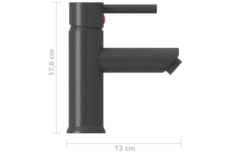 Badekran grå 130x176 mm - Grå - Hus & oppussing - Kjøkken & bad - Baderom - Blandebatteri & kran - Servant blandebatteri