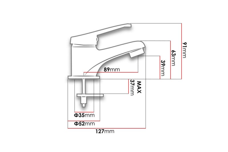 Economico blandebatteri - Grå - Hus & oppussing - Kjøkken & bad - Baderom - Blandebatteri & kran - Servant blandebatteri