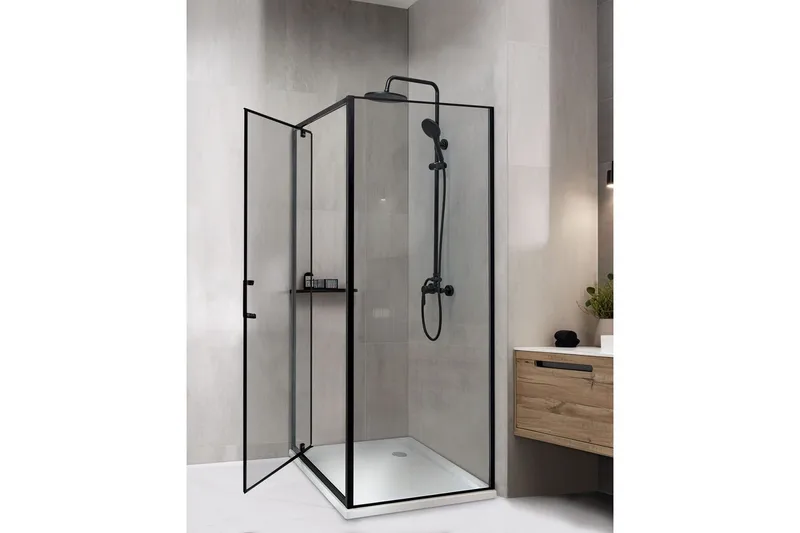 Duschväggar Black, Offwhite 70x70x185 cm - Hus & oppussing - Kjøkken & bad - Baderom - Dusjer