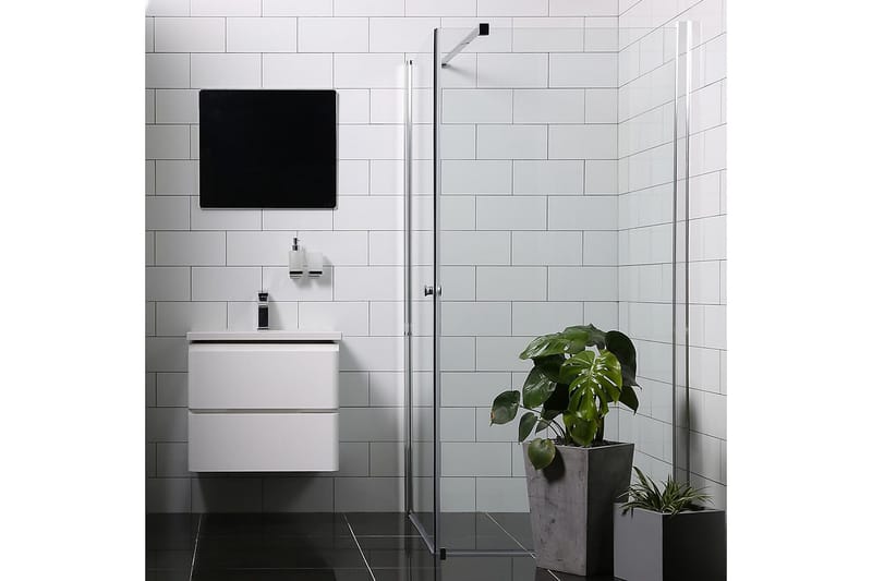 Bathlife Allsidig Dusjhjørne Rett Vegg/Rett Dør 70x70 cm, Sølv