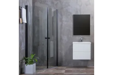 Bathlife Allsidig Dusjhjørne Rund Dør 45° 80x80 cm - Svart/Transparent - Hus & oppussing - Kjøkken & bad - Baderom - Dusjer
