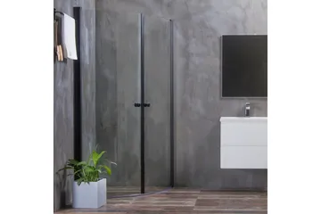 Bathlife Allsidig Dusjhjørne Rund Dør 45° 90x90 cm - Svart/Transparent - Hus & oppussing - Kjøkken & bad - Baderom - Dusjer