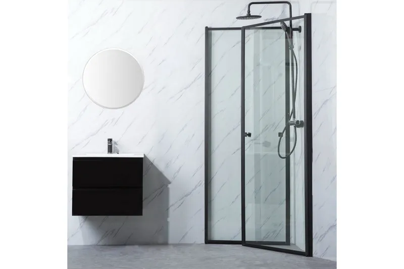 Bathlife Profil Dusjhjørne Rett Dør 80 cm+Rett Dør 90 cm - Svart - Hus & oppussing - Kjøkken & bad - Baderom - Dusjer