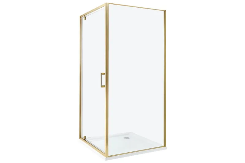 Duschväggar Guld, Offwhite 90x90x185 cm