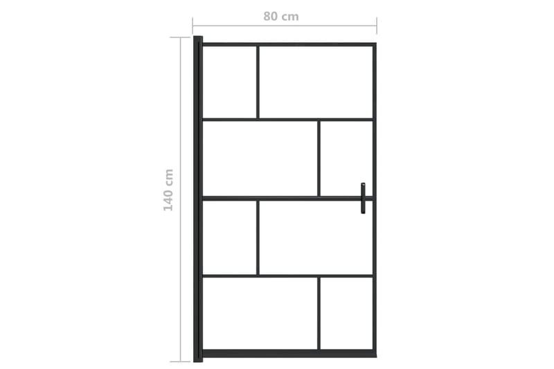 Dusjdør ESG 80x140 cm svart - Dusjvegger