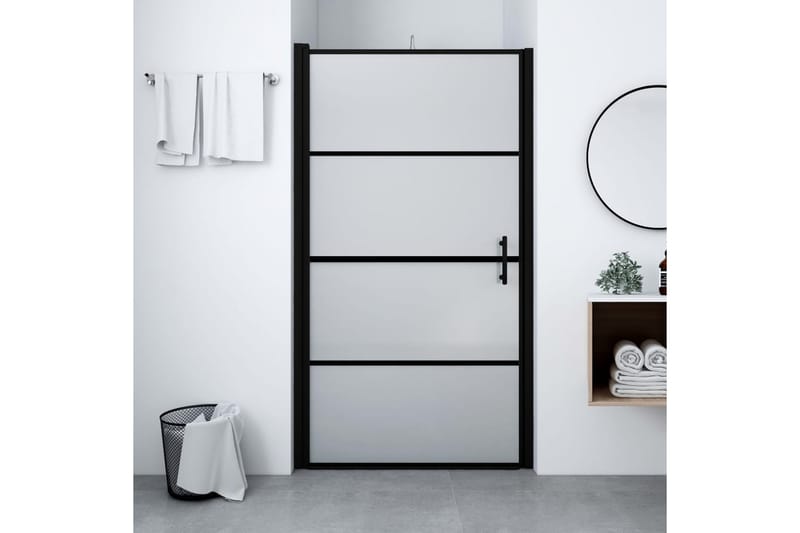 Dusjdør frostet herdet glass 91x195 cm svart - Hus & oppussing - Kjøkken & bad - Baderom - Dusjer