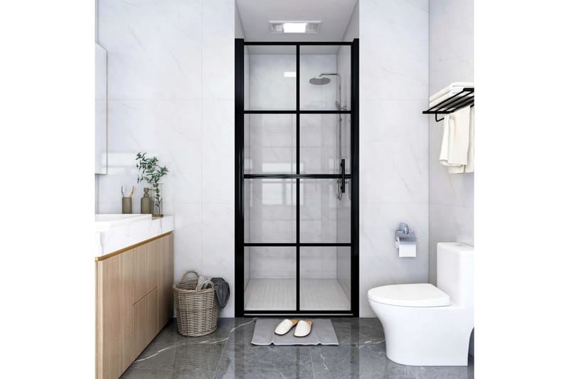 Dusjdør herdet glass 81x195 cm svart - Hus & oppussing - Kjøkken & bad - Baderom - Dusjer