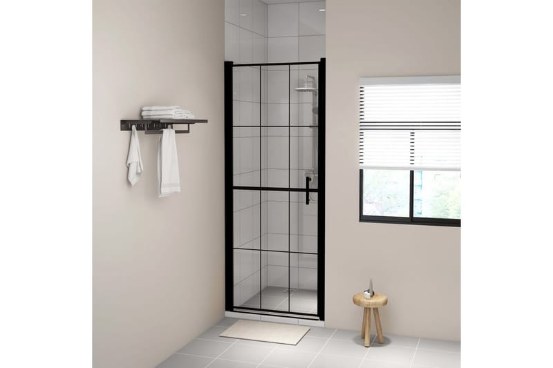 Dusjdør herdet glass 81x195 cm svart - Hus & oppussing - Kjøkken & bad - Baderom - Dusjer