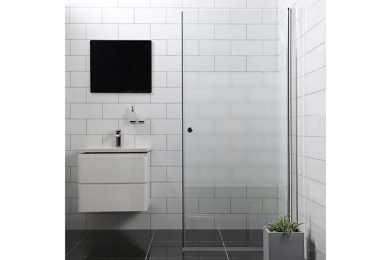 Mångsidig Dusjdør Delvis Frostet Rett Dør 90cm - Sølv - Hus & oppussing - Kjøkken & bad - Baderom - Dusjer