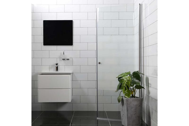 Mångsidig Dusjdør Delvis Frostet Rund Dørr 90cm - Sølv - Hus & oppussing - Kjøkken & bad - Baderom - Dusjer