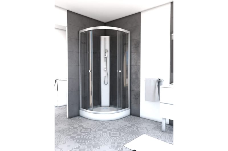 Bankestad Dusjkabinett 210 cm, Hvit/Grå