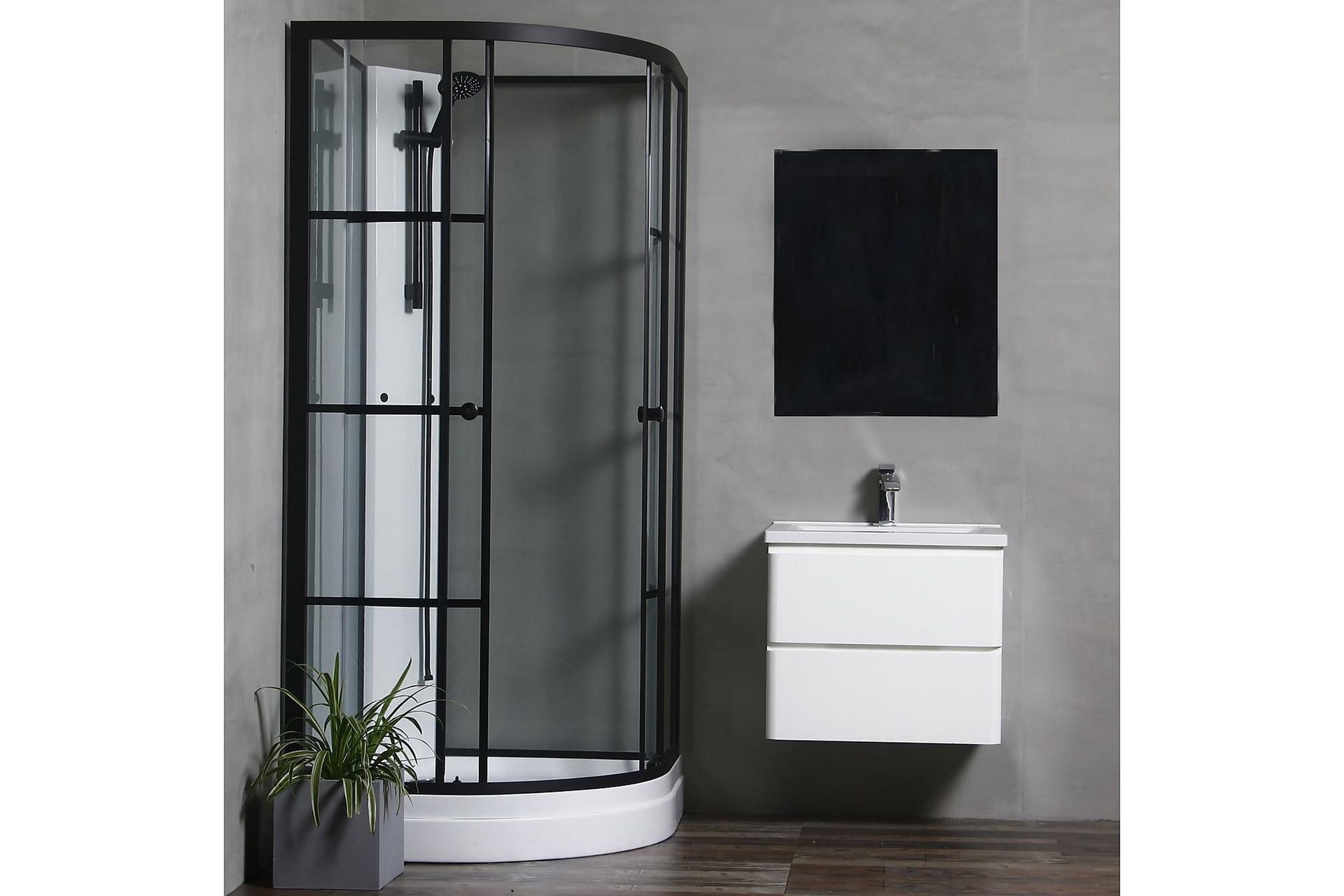 Bathlife Betrakta Dusjkabinett 90x90 cm - Svart/Hvit - Hus & oppussing - Kjøkken & bad - Baderom - Dusjer