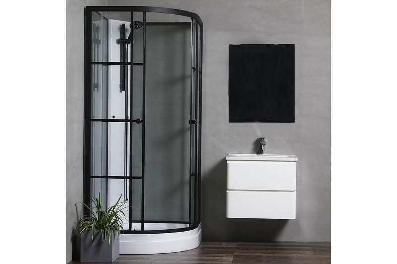 Bathlife Betrakta Dusjkabinett 90x90 cm - Svart/Hvit - Dusjkabinett