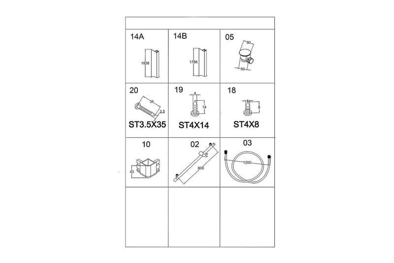 Ideal Dusjkabinett 90x90 cm Rett - Hvit - Dusjkabinett