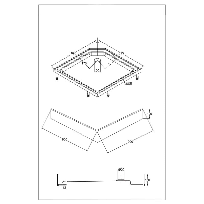 Ideal Dusjkabinett 90x90 cm Rett - Hus & oppussing - Kjøkken & bad - Baderom - Dusjer - Dusjkabinett