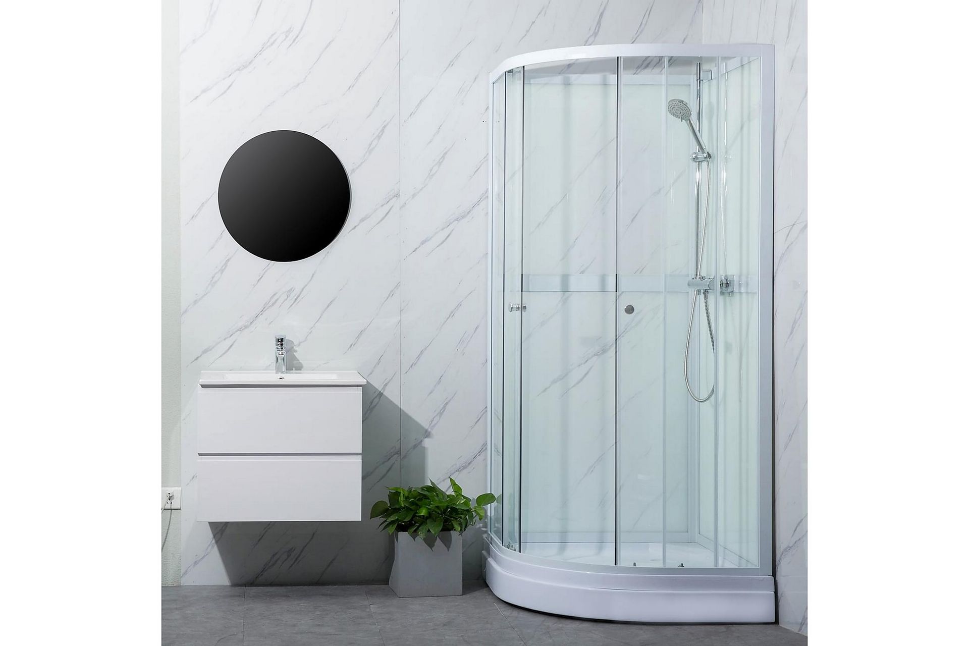 Ideal Dusjkabinett 90x90 cm Rund - Hvit - Hus & oppussing - Kjøkken & bad - Baderom - Dusjer