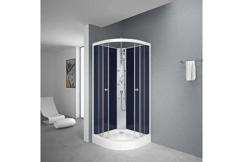 Röne Dusjkabinett 84x84 cm, Turkis/Sølv