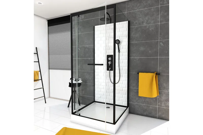 Skofftorp Dusjkabinett 90x90 cm, Svarthvit