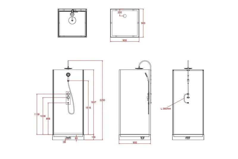 Skofftorp Dusjkabinett 90x90 cm - Svarthvit - Hus & oppussing - Kjøkken & bad - Baderom - Dusjer - Dusjkabinett