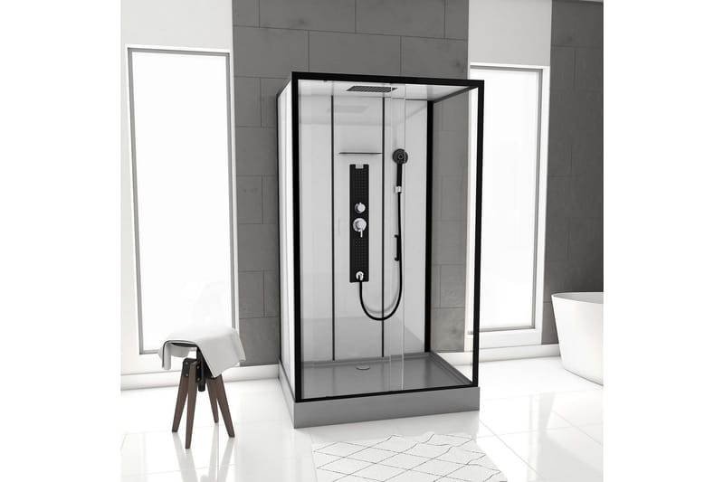 Styrsvik Dusjkabinett 90x115 cm, Svart/Grå