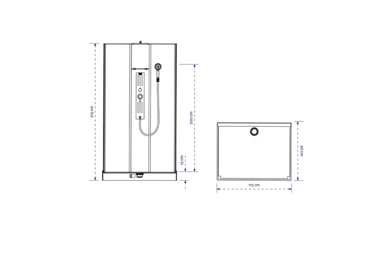 Styrsvik Dusjkabinett 90x115 cm - Svart/Grå - Hus & oppussing - Kjøkken & bad - Baderom - Dusjer - Dusjkabinett