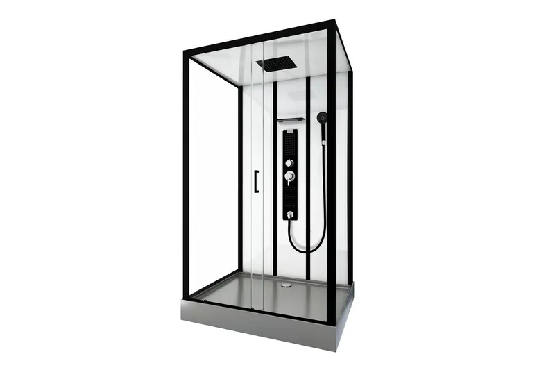 Styrsvik Dusjkabinett 90x115 cm - Svart/Grå - Hus & oppussing - Kjøkken & bad - Baderom - Dusjer - Dusjkabinett