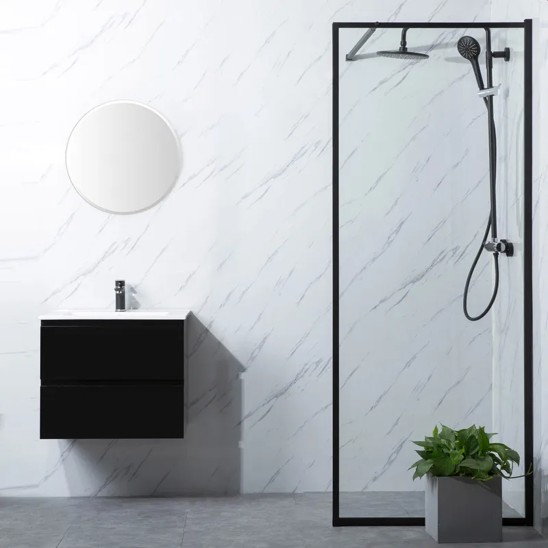 Dusjvegg Bathlife Profil Rett 80 Vegg Svart, Bathlife