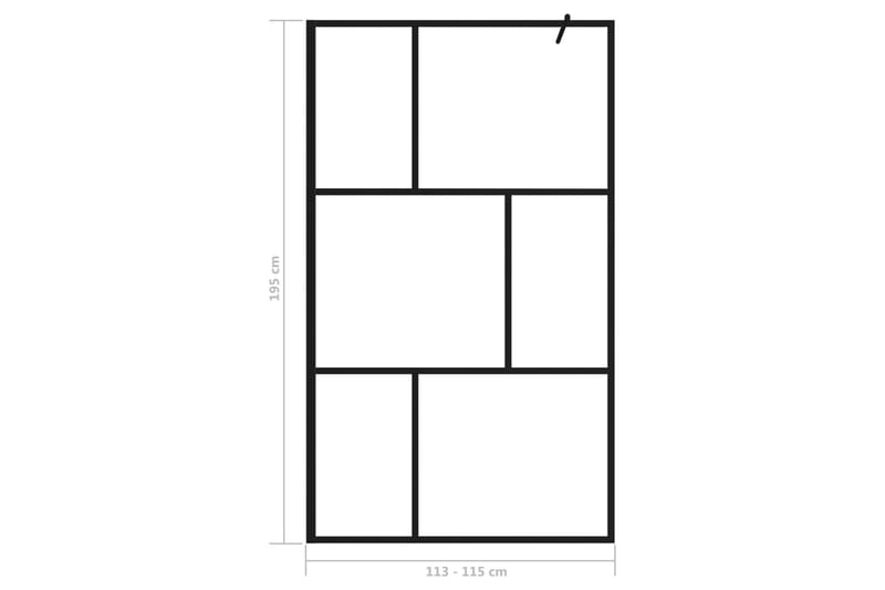 Dusjvegg med herdet glass svart 115x195 cm - Svart - Hus & oppussing - Kjøkken & bad - Baderom - Dusjer