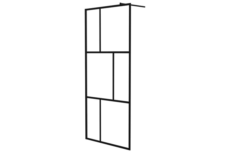 Dusjvegg med herdet glass svart 90x195 cm - Svart - Hus & oppussing - Kjøkken & bad - Baderom - Dusjer