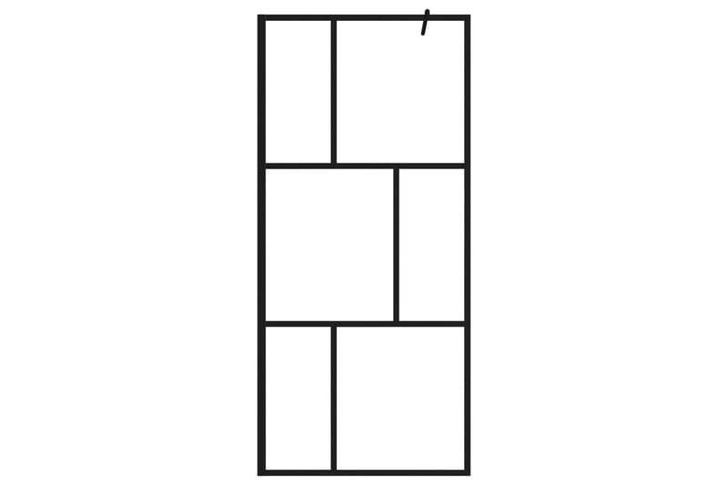 Dusjvegg med herdet glass svart 90x195 cm - Svart - Hus & oppussing - Kjøkken & bad - Baderom - Dusjer