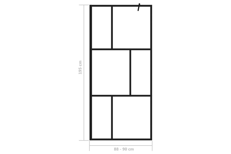 Dusjvegg med herdet glass svart 90x195 cm - Svart - Hus & oppussing - Kjøkken & bad - Baderom - Dusjer