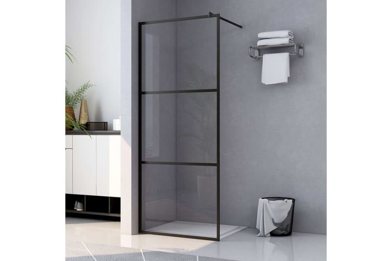 Dusjvegg med klart ESG-glass svart 115x195 cm - Svart - Hus & oppussing - Kjøkken & bad - Baderom - Dusjer