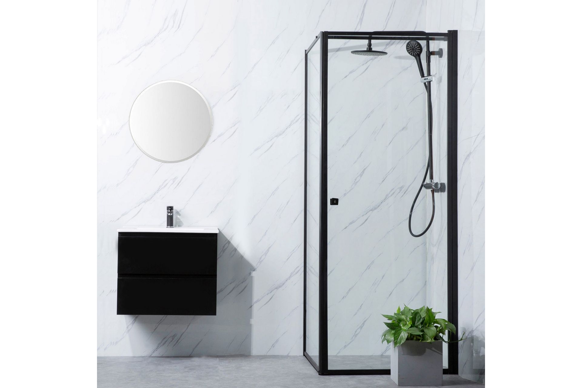 Dusjhjørne Bathlife Profil Rett vegg 900 + Rett dør 800 - Svart - Hus & oppussing - Kjøkken & bad - Baderom - Dusjer