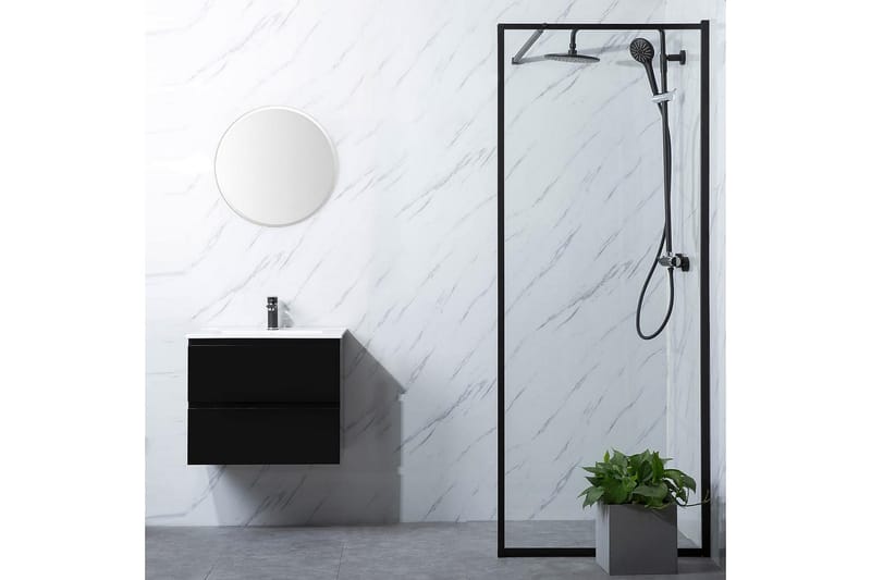 Dusjvegg Bathlife Profil Rett 80 Svart - Svart - Hus & oppussing - Kjøkken & bad - Baderom - Dusjer