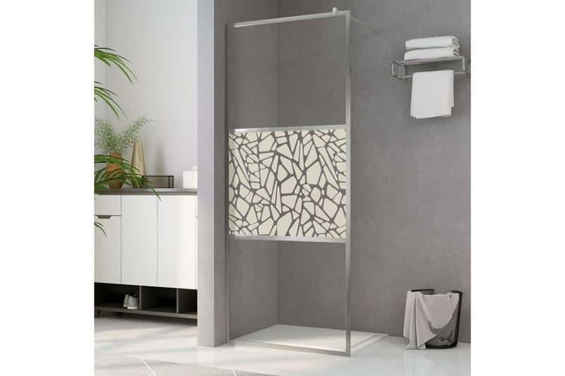 Dusjvegg ESG-glass med steindesign 80x195 cm - Hus & oppussing - Kjøkken & bad - Baderom - Dusjer