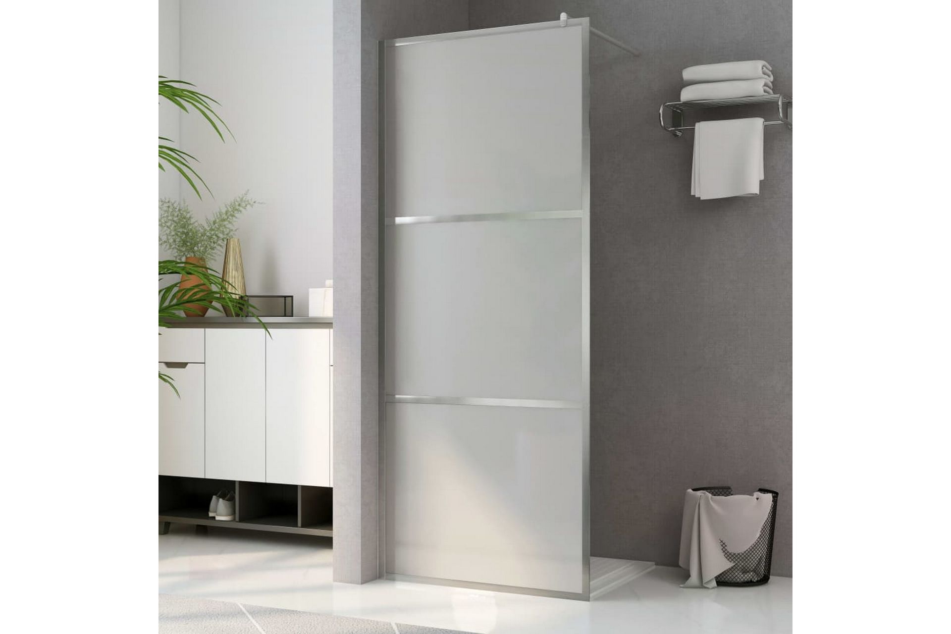 Dusjvegg med helt frostet ESG-glass 115x195 cm - Hus & oppussing - Kjøkken & bad - Baderom - Dusjer