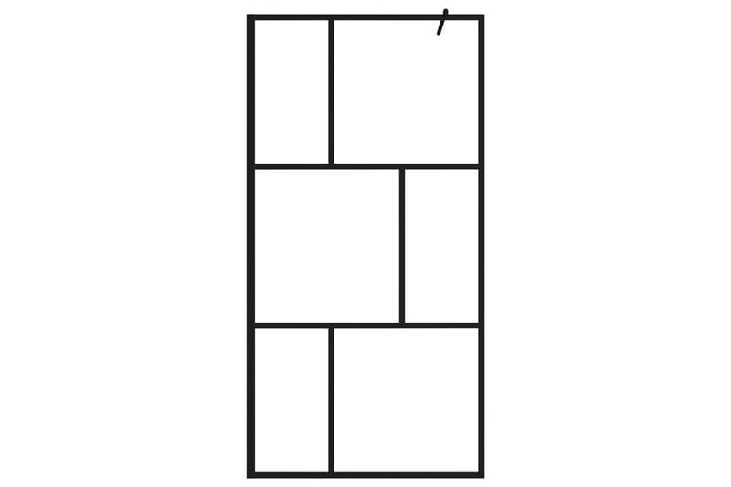 Dusjvegg med herdet glass svart 100x195 cm - Svart - Hus & oppussing - Kjøkken & bad - Baderom - Dusjer