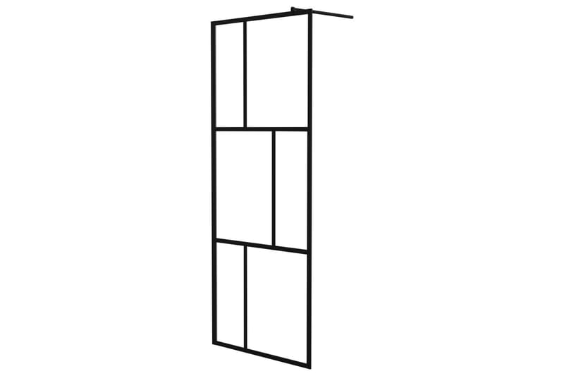 Dusjvegg med herdet glass svart 80x195 cm - Svart - Hus & oppussing - Kjøkken & bad - Baderom - Dusjer