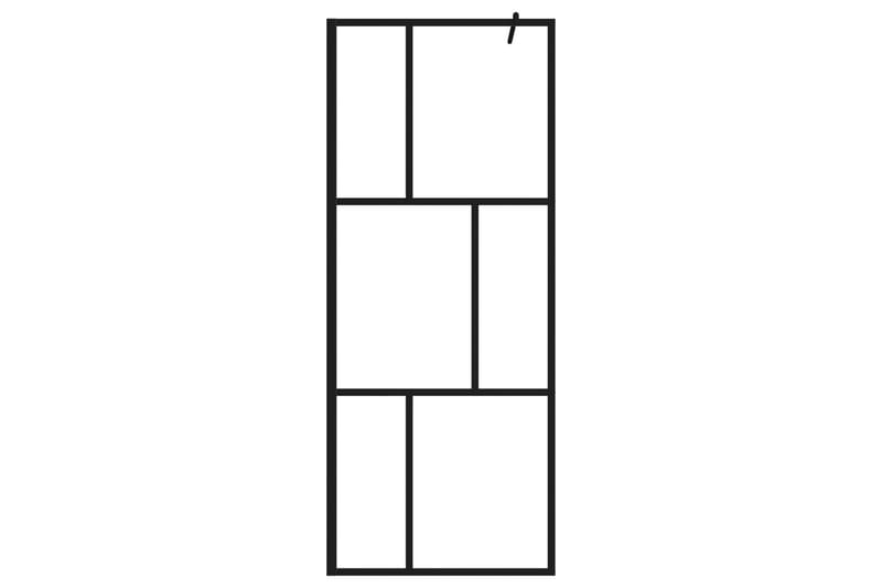 Dusjvegg med herdet glass svart 80x195 cm - Svart - Hus & oppussing - Kjøkken & bad - Baderom - Dusjer